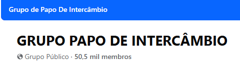 Grupo Papo de Intercâmbio no Facebook mostrando 50,5 mil membros